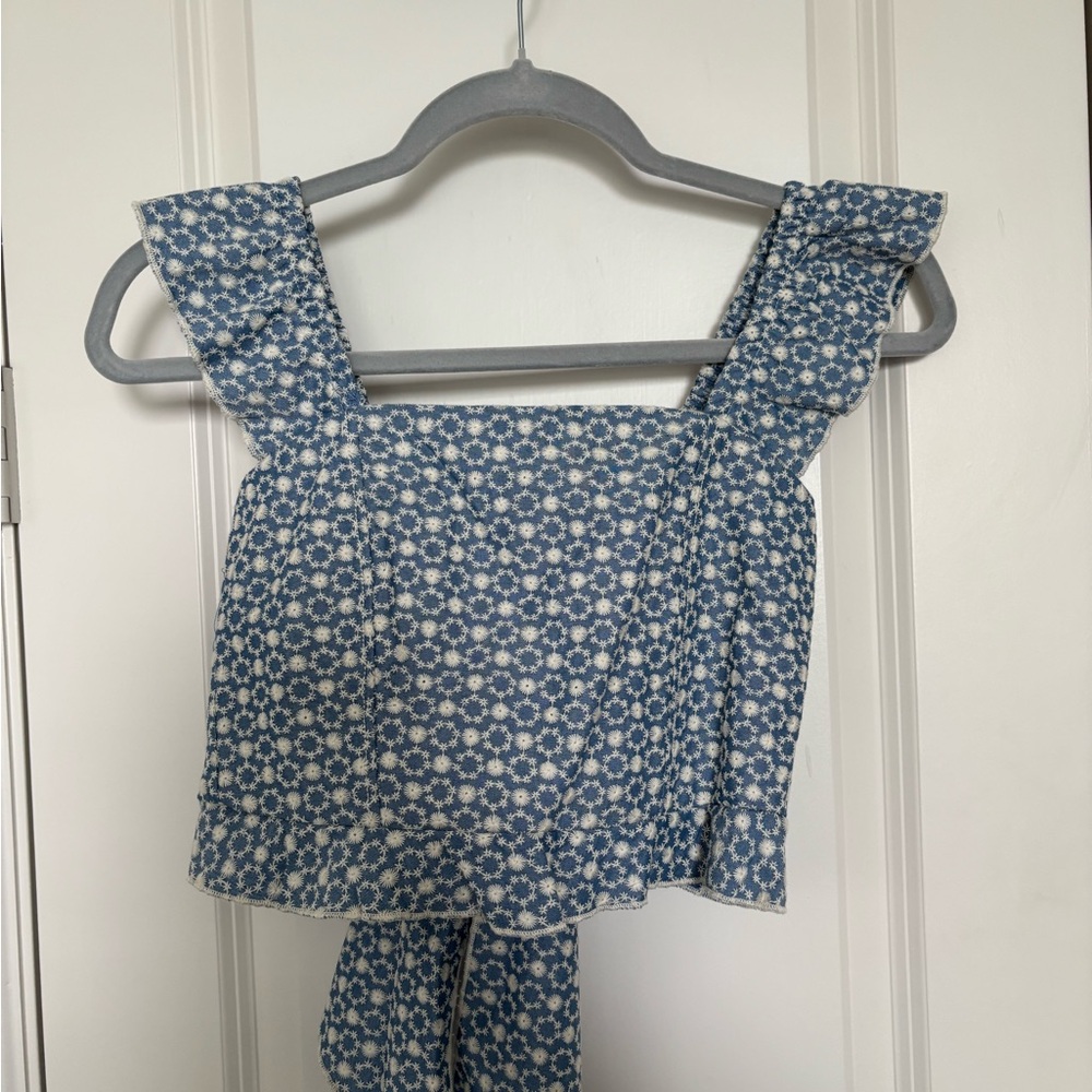 Blue Floral Sleeveless Top